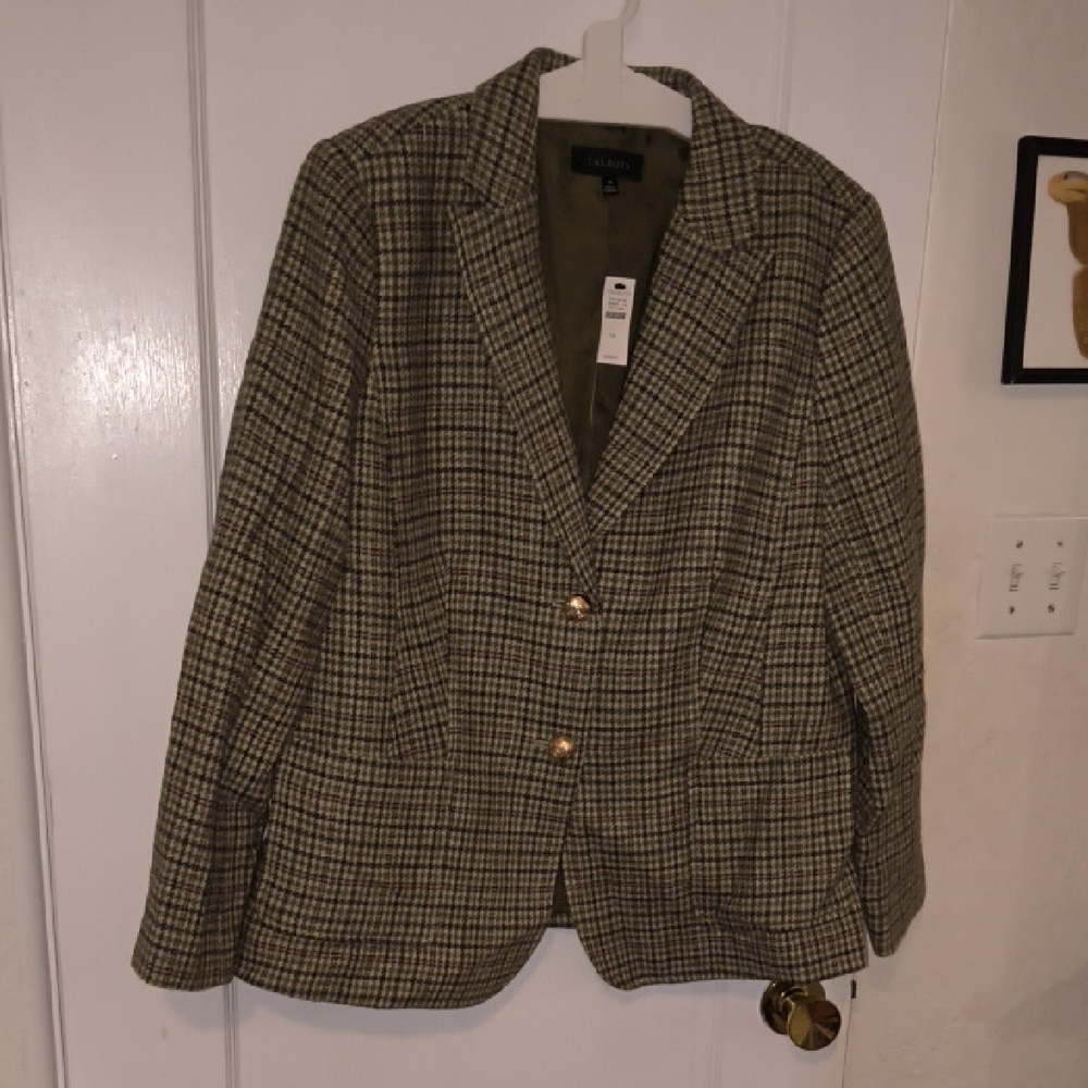 NWT Talbots | Green Plaid Blazer